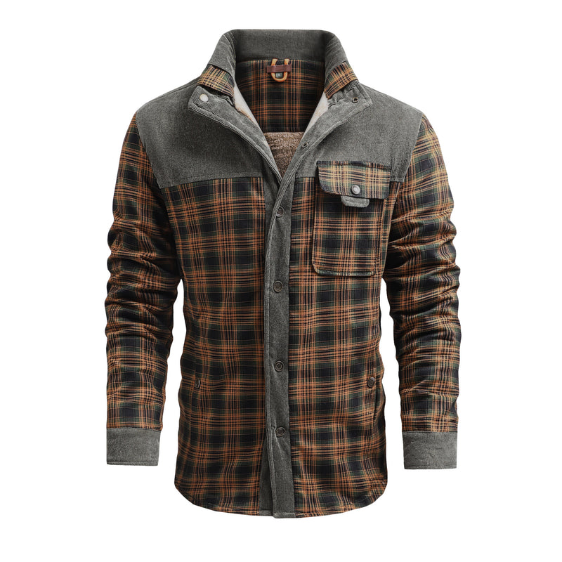 Men's Thermal Plaid Jacket Long-sleeved