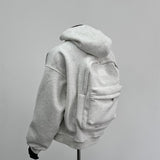 Back Schoolbag Design Men's Coat Flower Gray