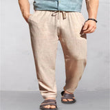 Men's Linen Breathable Outdoor Pants Loose Drawstring Pants Comfortable Casual Pants