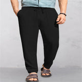 Men's Linen Breathable Outdoor Pants Loose Drawstring Pants Comfortable Casual Pants