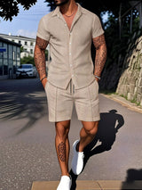European And American Ins Fashion Men's Digital Printing Casual Short Sleeve Suit