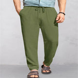 Men's Linen Breathable Outdoor Pants Loose Drawstring Pants Comfortable Casual Pants
