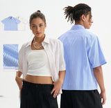 Men's Loose Short Striped Shirt Short Sleeve