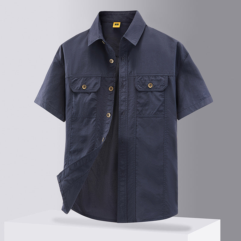 Casual Solid Color Workwear Shirt Men