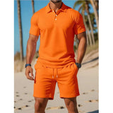 Men's Summer Casual Sports All-matching Slim Fit Short-sleeved Polo Shirt Shorts