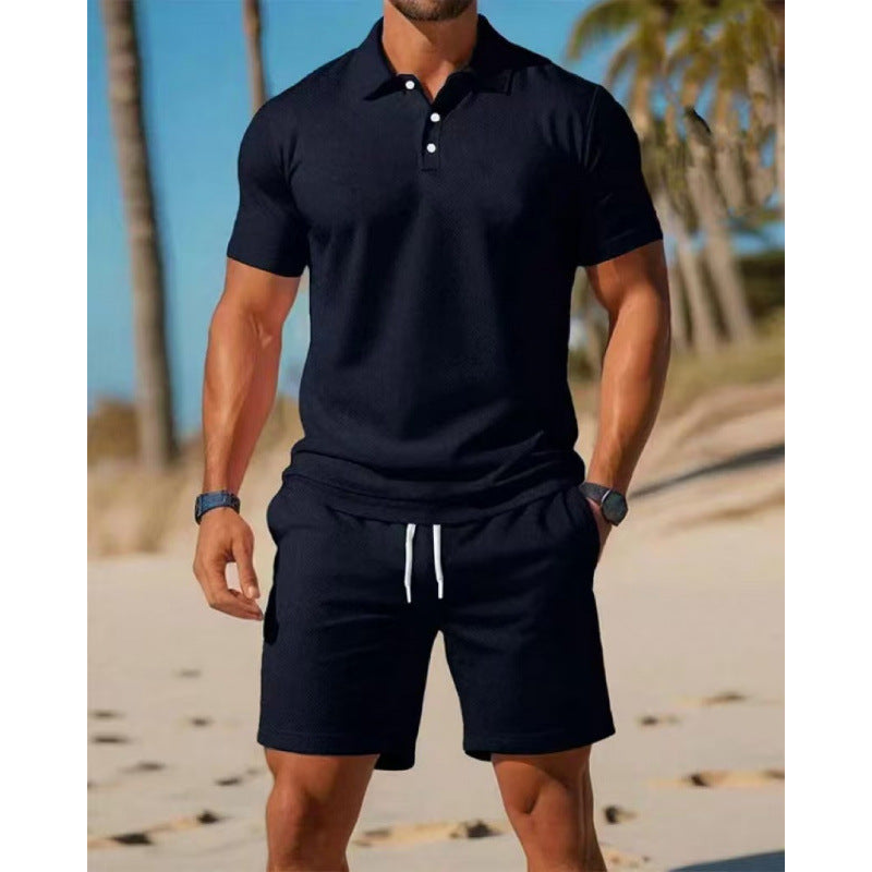 Men's Summer Casual Sports All-matching Slim Fit Short-sleeved Polo Shirt Shorts