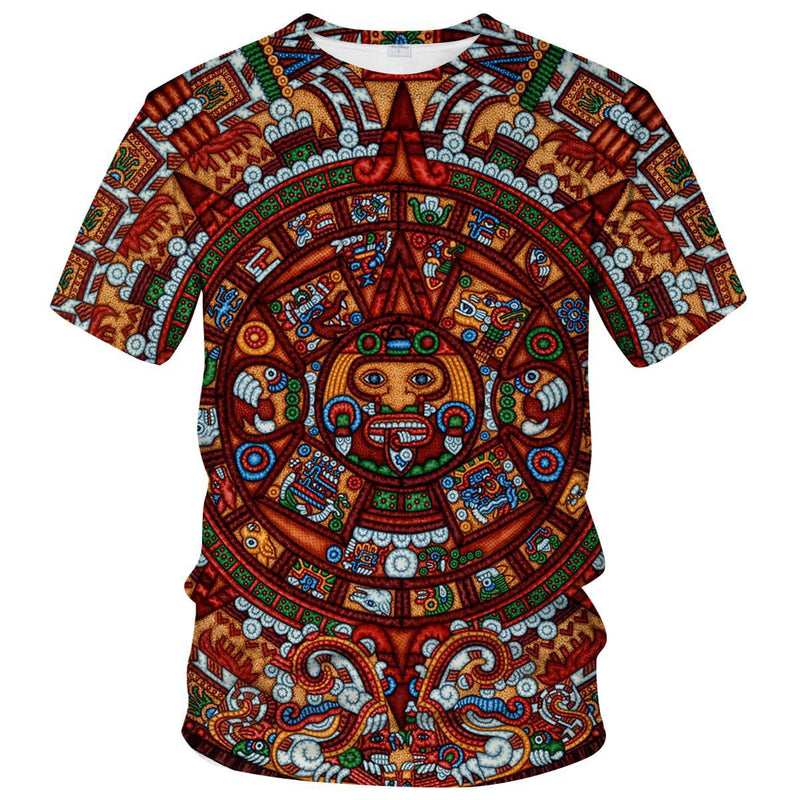 Men's Mexican Maya Realistic Pattern Short Sleeve