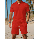 Men's Summer Casual Sports All-matching Slim Fit Short-sleeved Polo Shirt Shorts