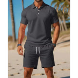 Men's Summer Casual Sports All-matching Slim Fit Short-sleeved Polo Shirt Shorts