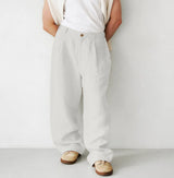 Men's Loose Linen Pleated High Waist Jogger Pants Breathable Daily Casual Pants
