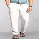 Men's Linen Breathable Outdoor Pants Loose Drawstring Pants Comfortable Casual Pants