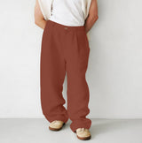 Men's Loose Linen Pleated High Waist Jogger Pants Breathable Daily Casual Pants
