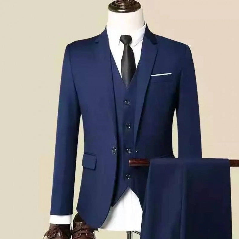 Suit Set Three-piece Set Men's Korean Style Slim Fit Business