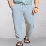 Men's Linen Breathable Outdoor Pants Loose Drawstring Pants Comfortable Casual Pants